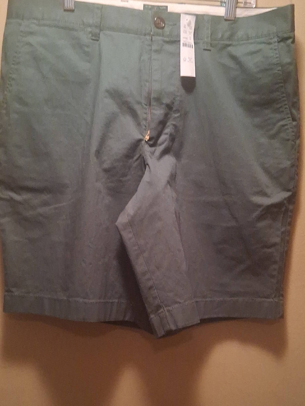 J. Crew Olive Cotton Flat-Front Chino Shorts Size 33